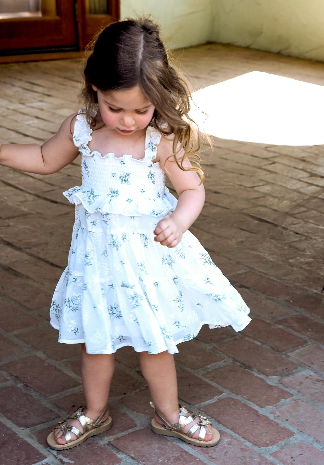 ROBE À VOLANTS SMOCKÉE