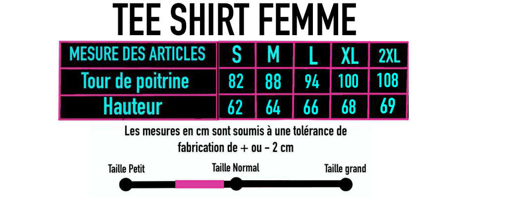 guide des tailles TEE SHIRT FEMME-EMPTY SOUL