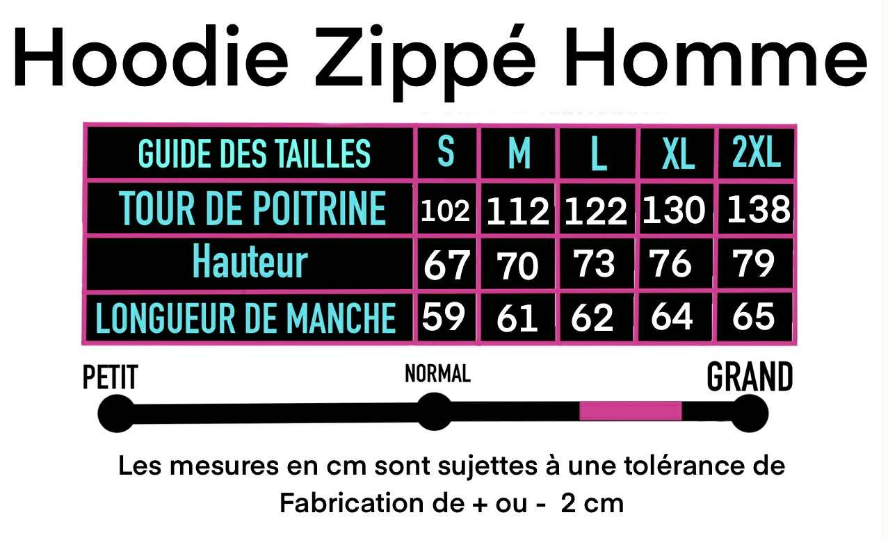 guide des tailles hoodie zippé homme-EMPTY SOUL