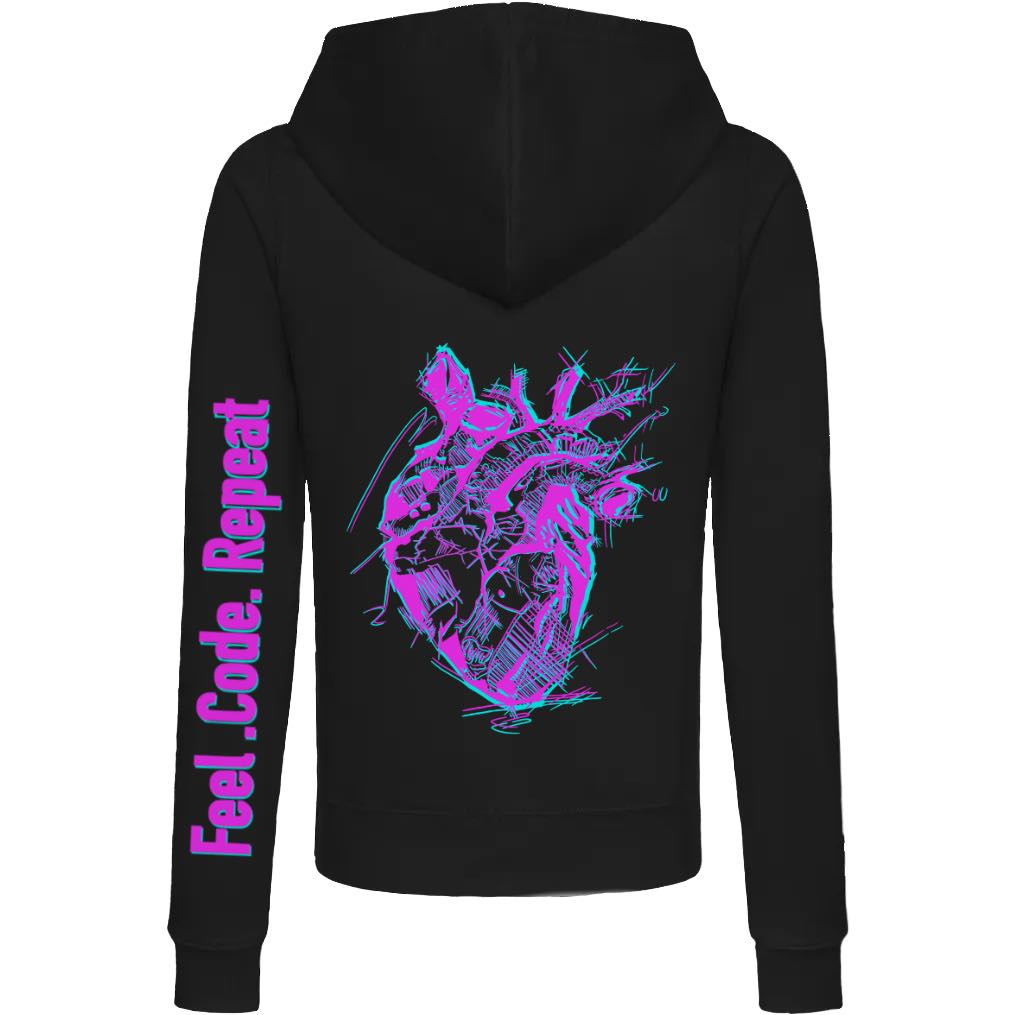 hoodie zippé neon heart dos-EMPTY SOUL