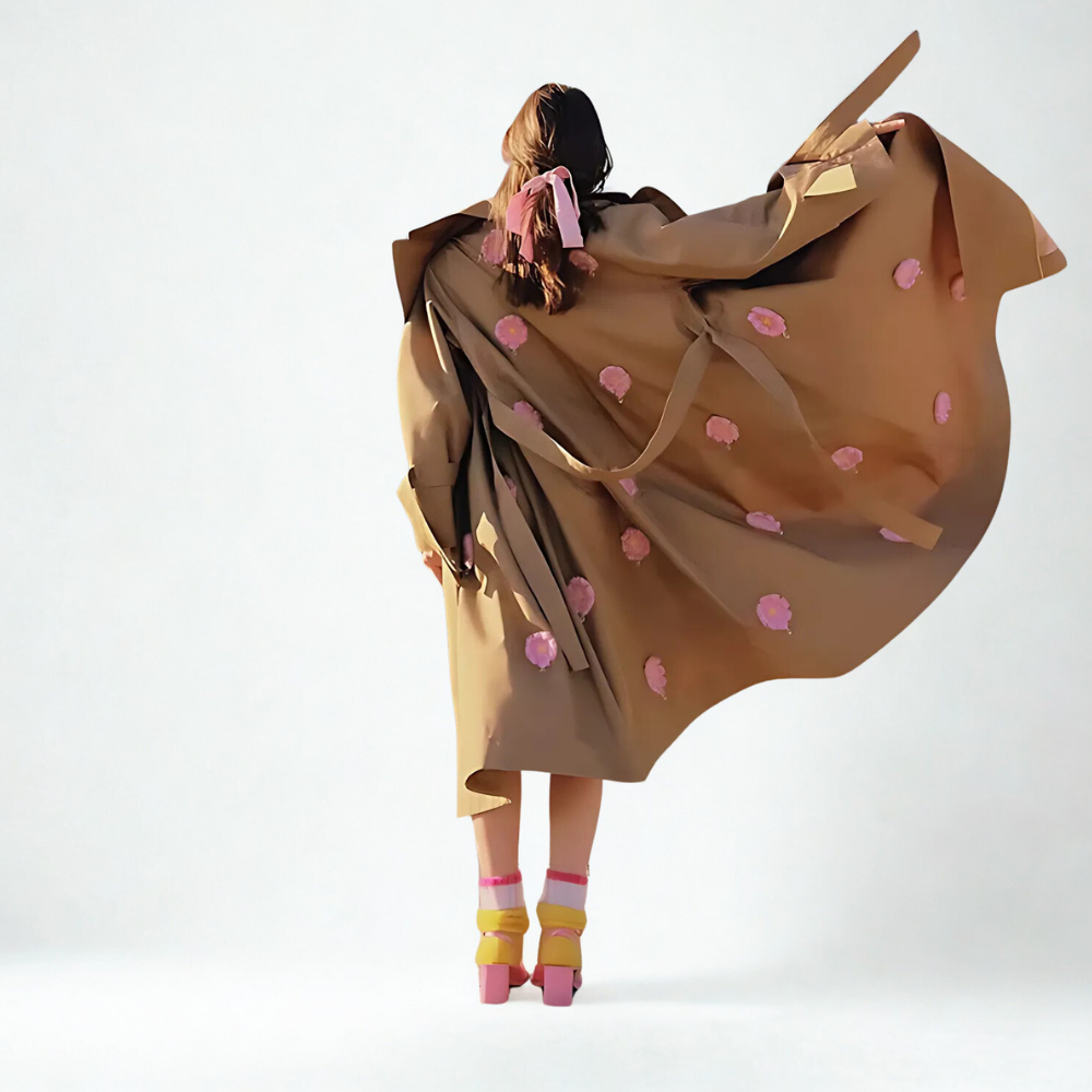 Trench beige à fleurs femme (3)