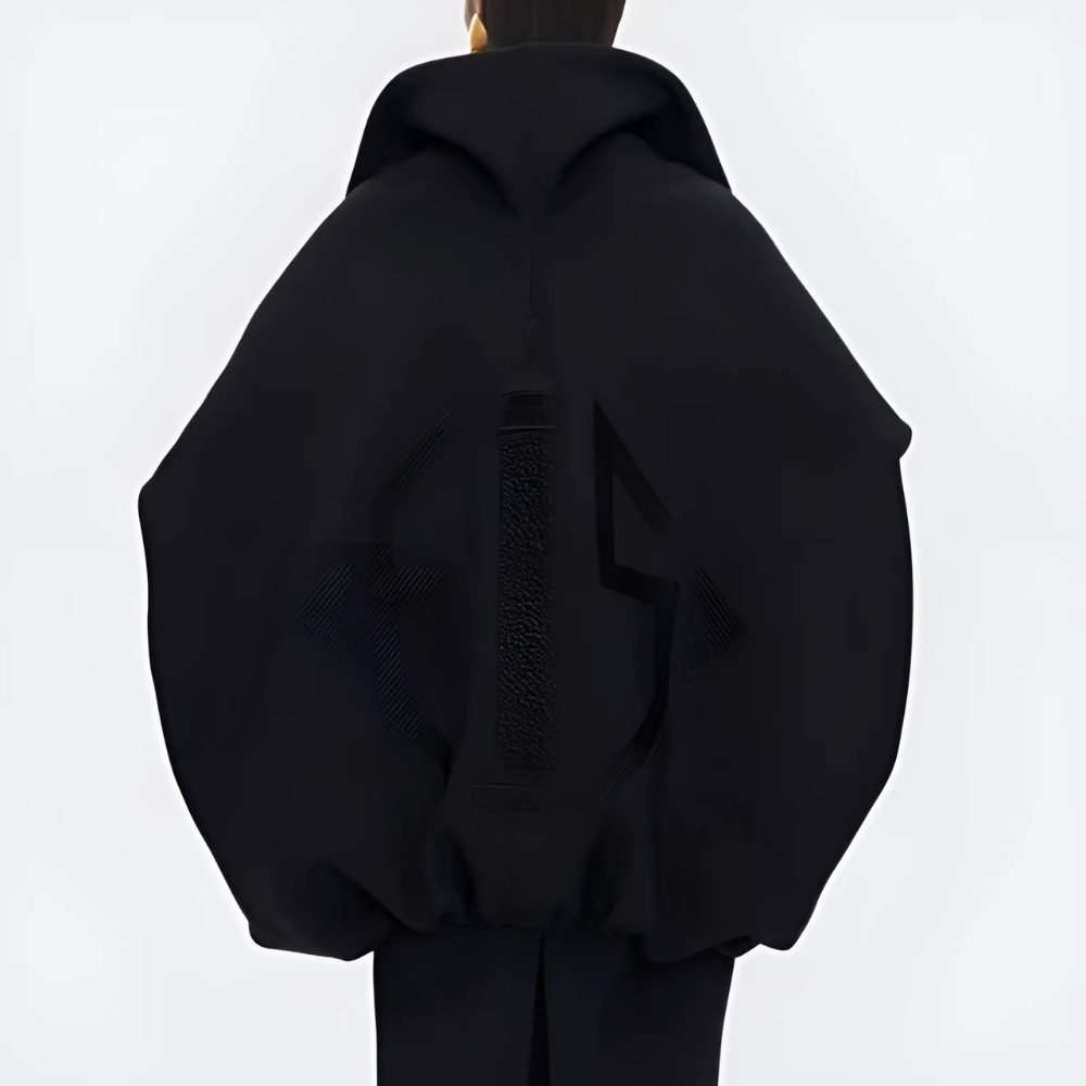 Manteau noir court élégant oversize femme