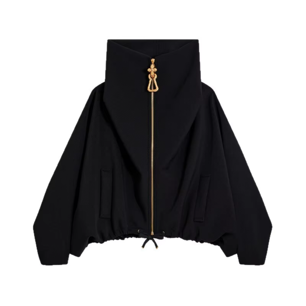 Manteau noir court élégant doré