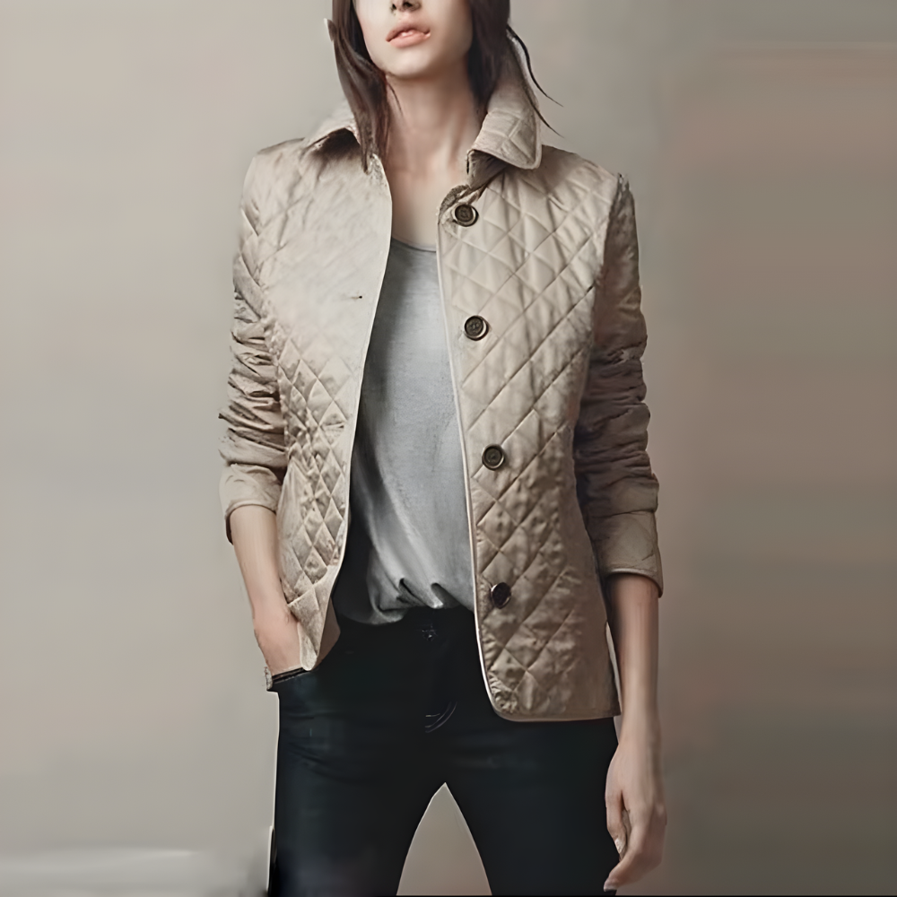 Veste matelassée courte beige femme