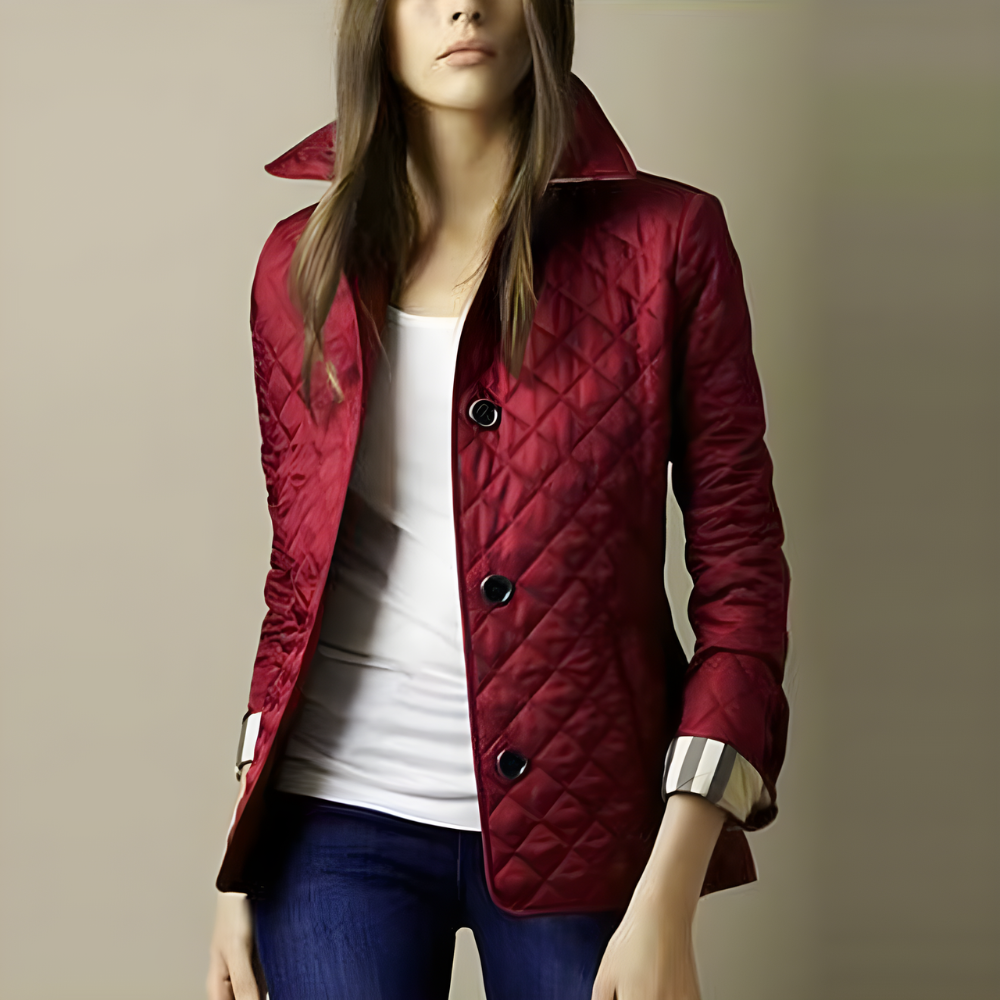 Veste matelassée courte bordeaux femme