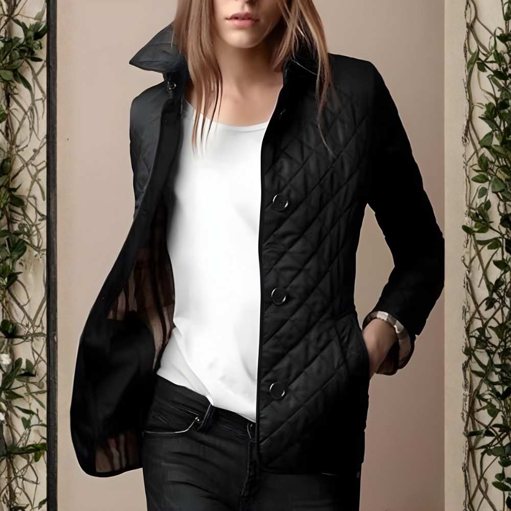 Veste matelassée courte noire femme