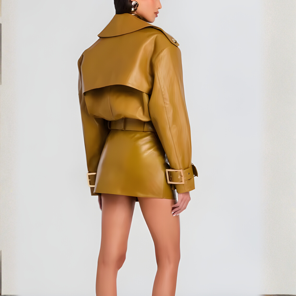 Ensemble veste jupe en cuir femme (2)