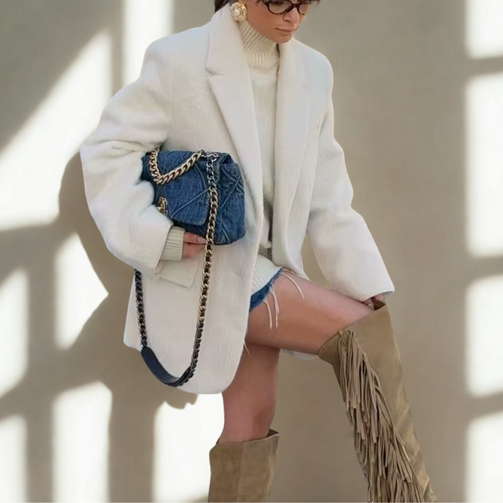 manteau blanc fourrure femme