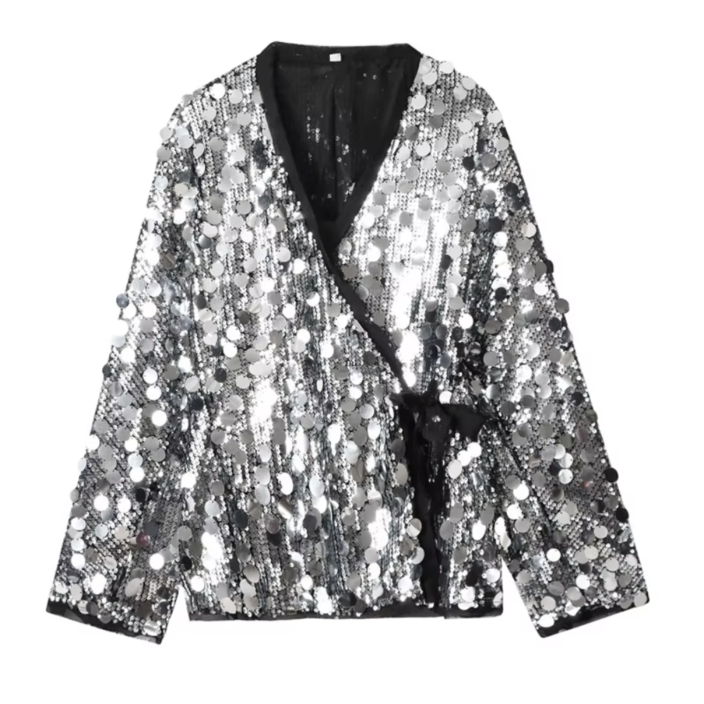 Veste argentée à paillettes pour femme