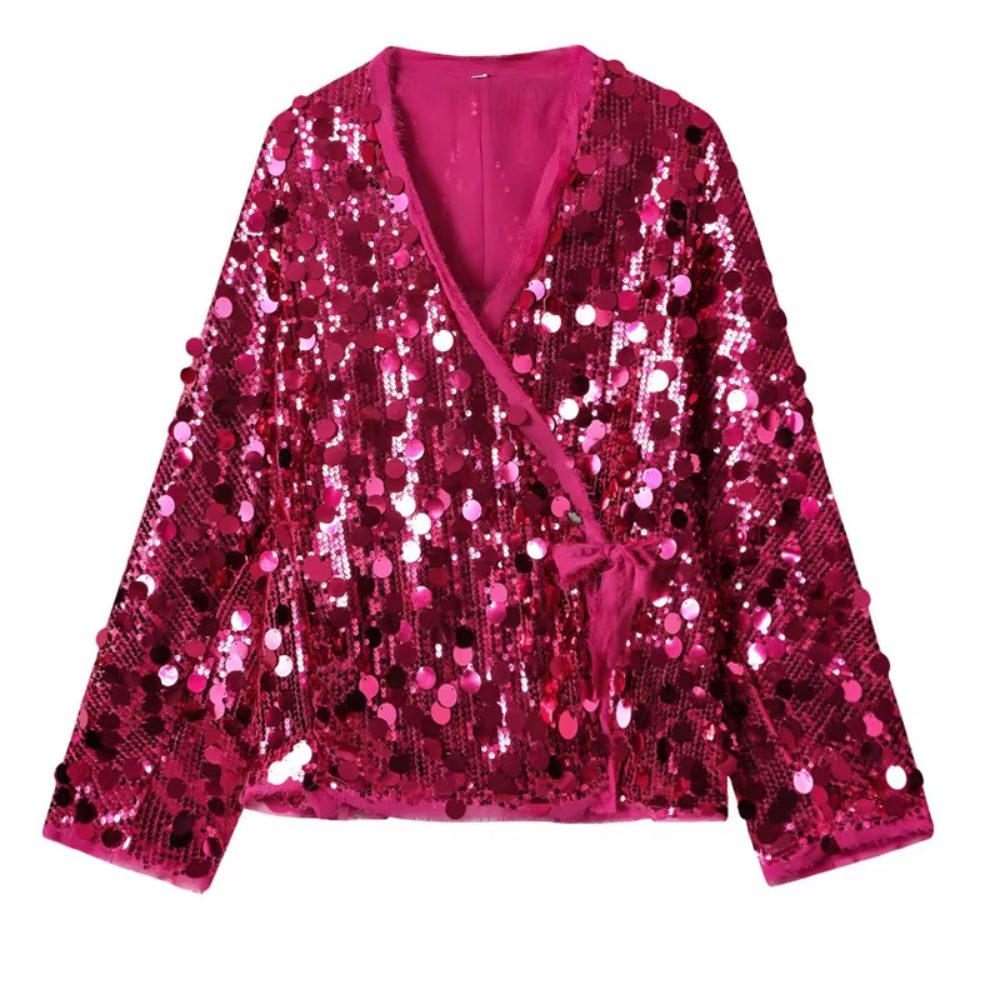 Veste rose à paillettes pour femme