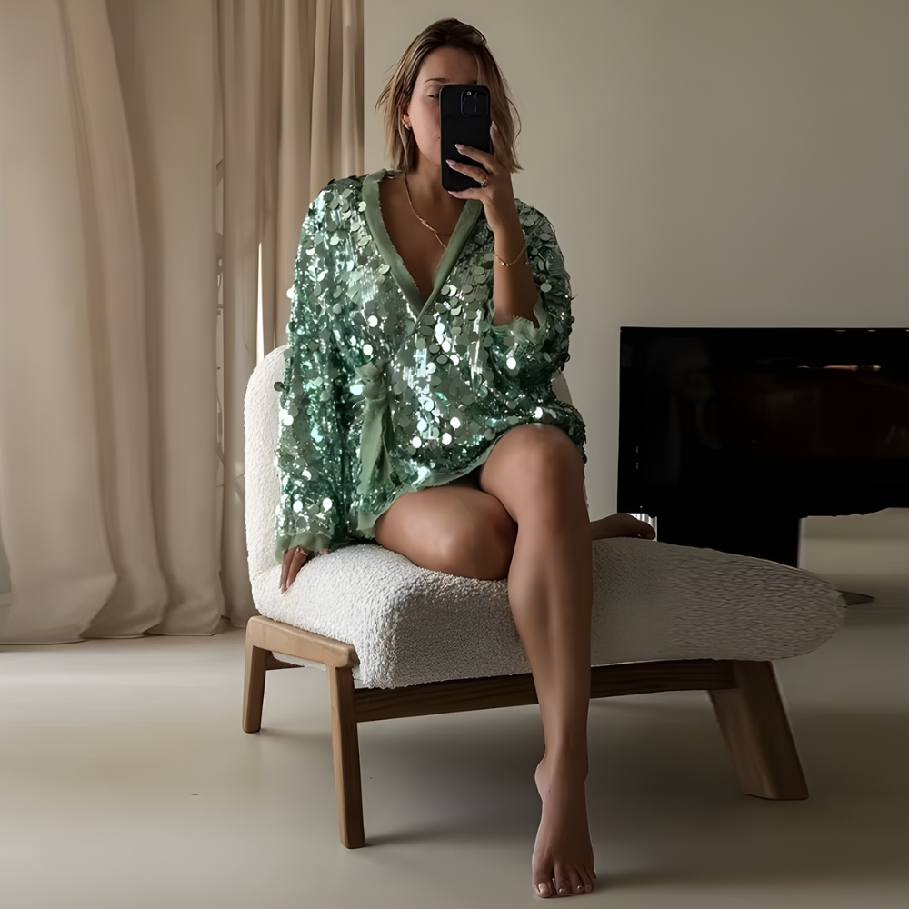 Veste élégante verte à paillettes pour femme