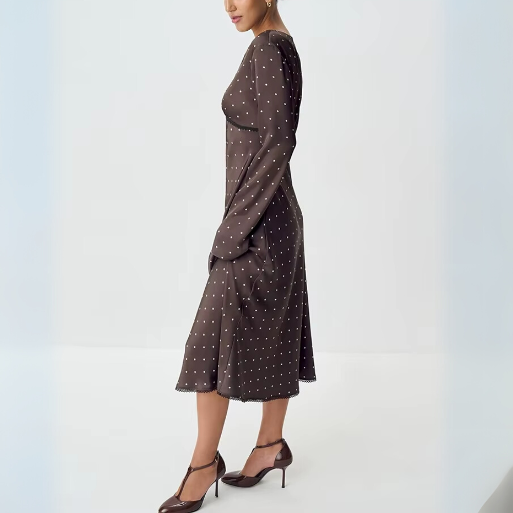 robe longue marron à pois (3)