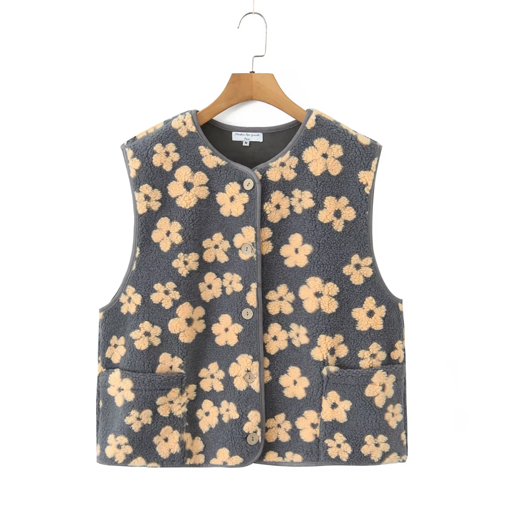 gilet sans manche laine imprimé femme