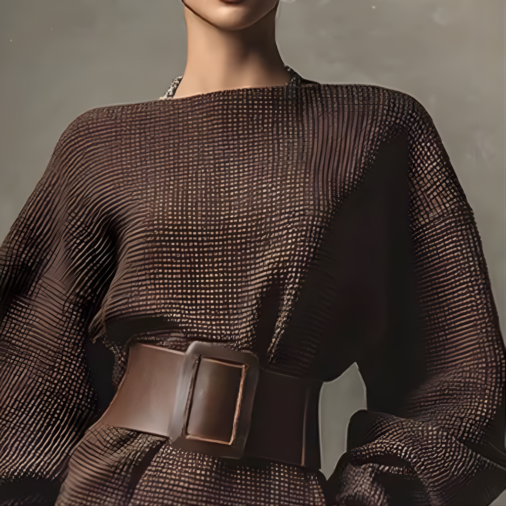 Robe pull en maille marron femme