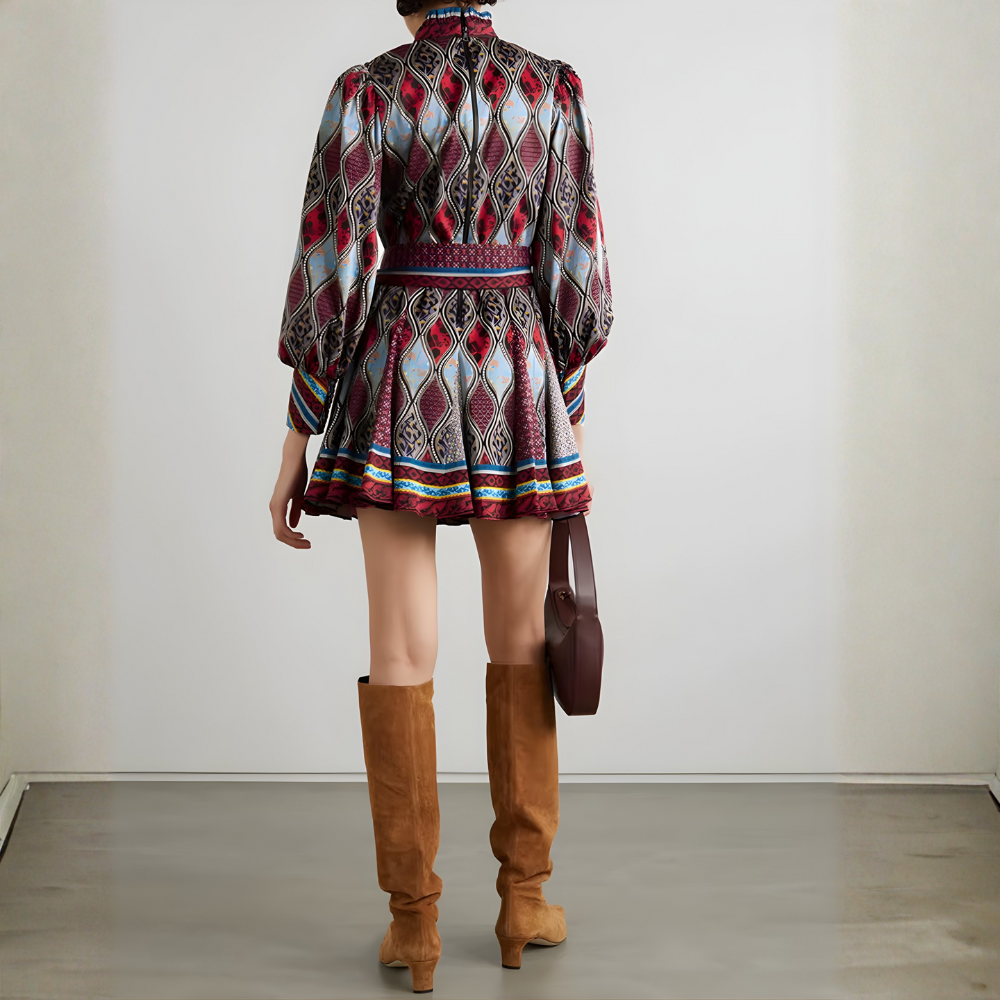 robe courte imprimée manche longue