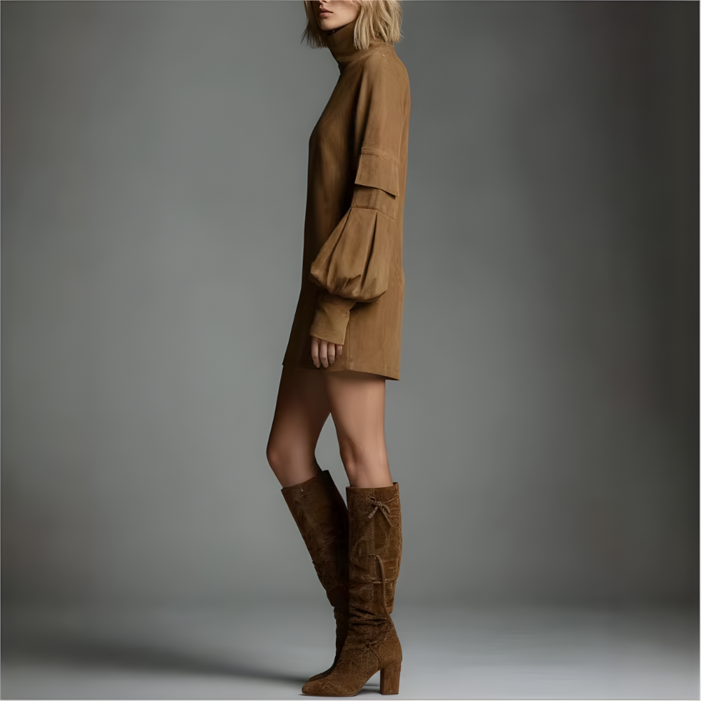 robe en suédine camel femme