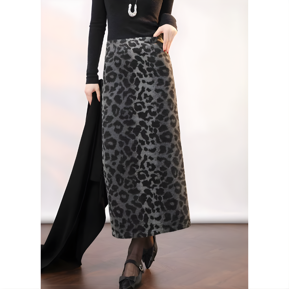 jupe hiver créateur léopard femme