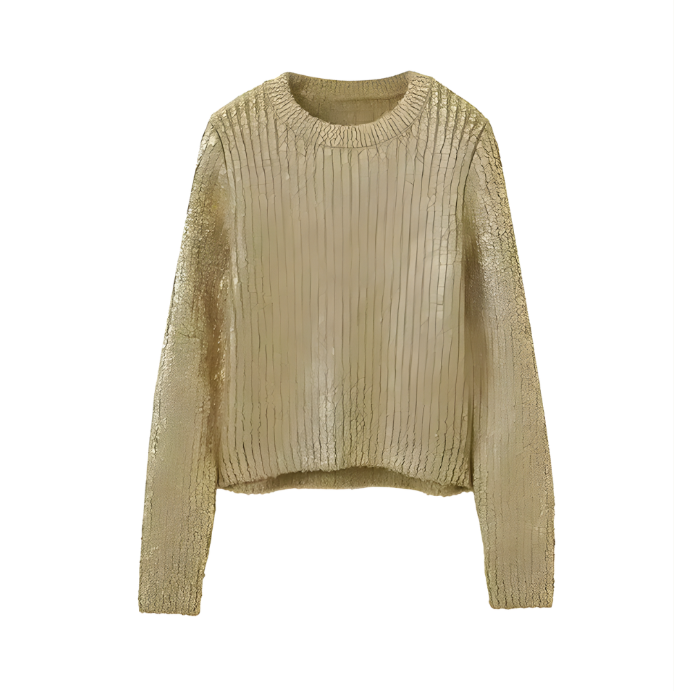 Pull métallique doré femme hiver 2025