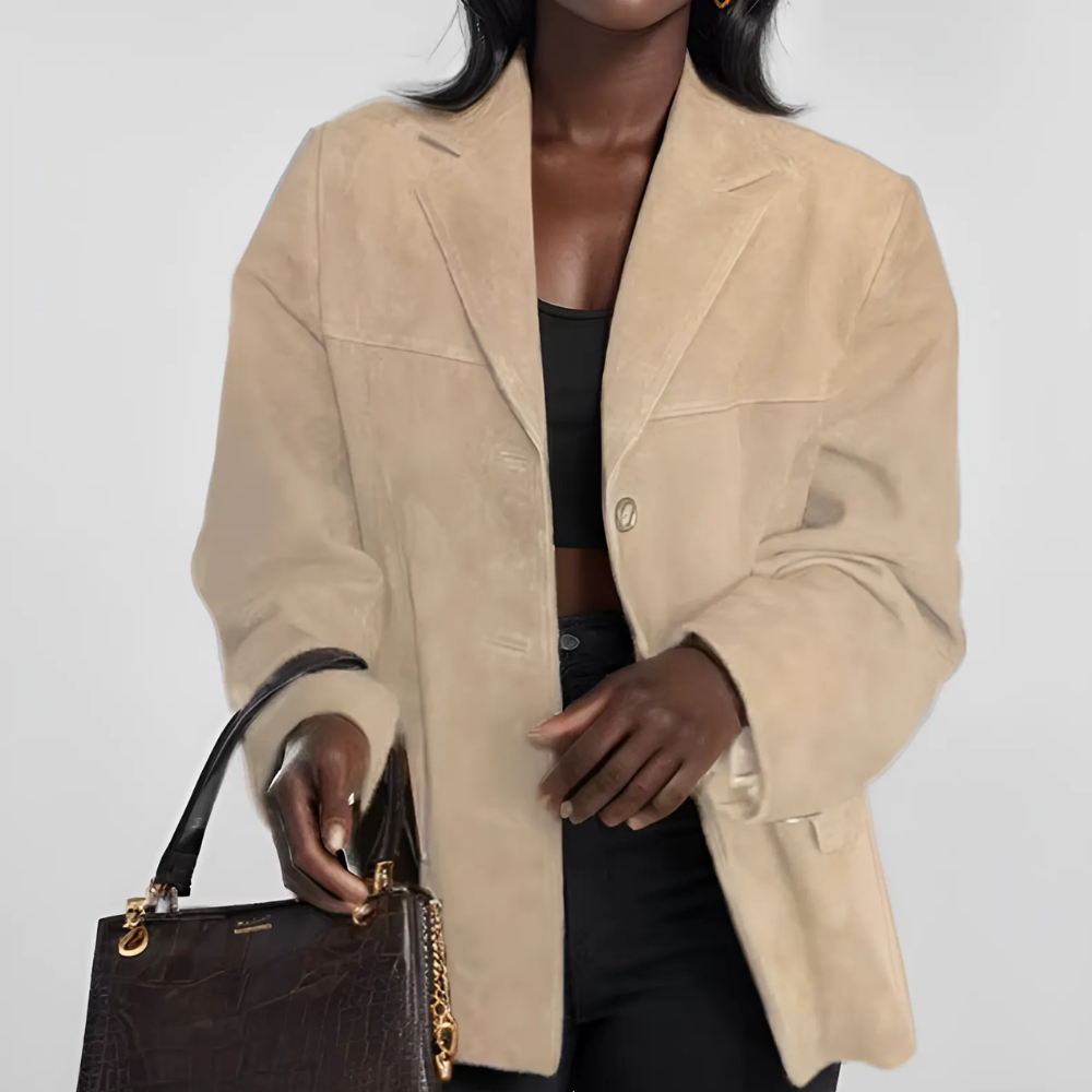 veste en daim claudie beige femme
