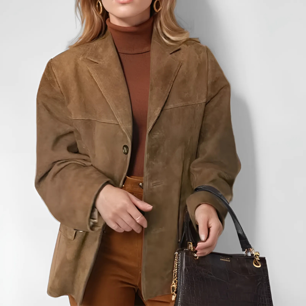 veste en daim claudie camel femme