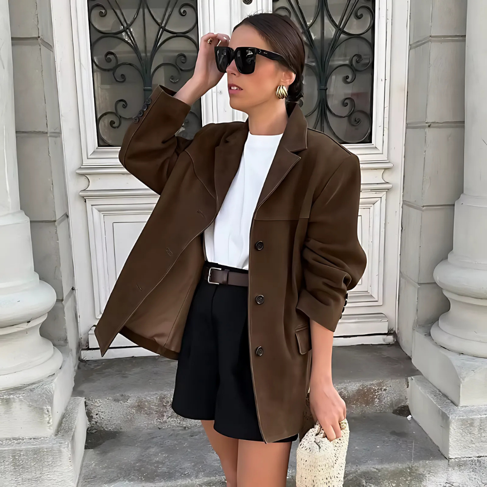 veste en daim claudie marron femme (2)
