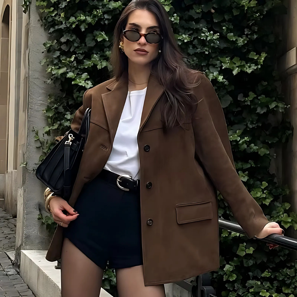 veste en daim claudie marron femme