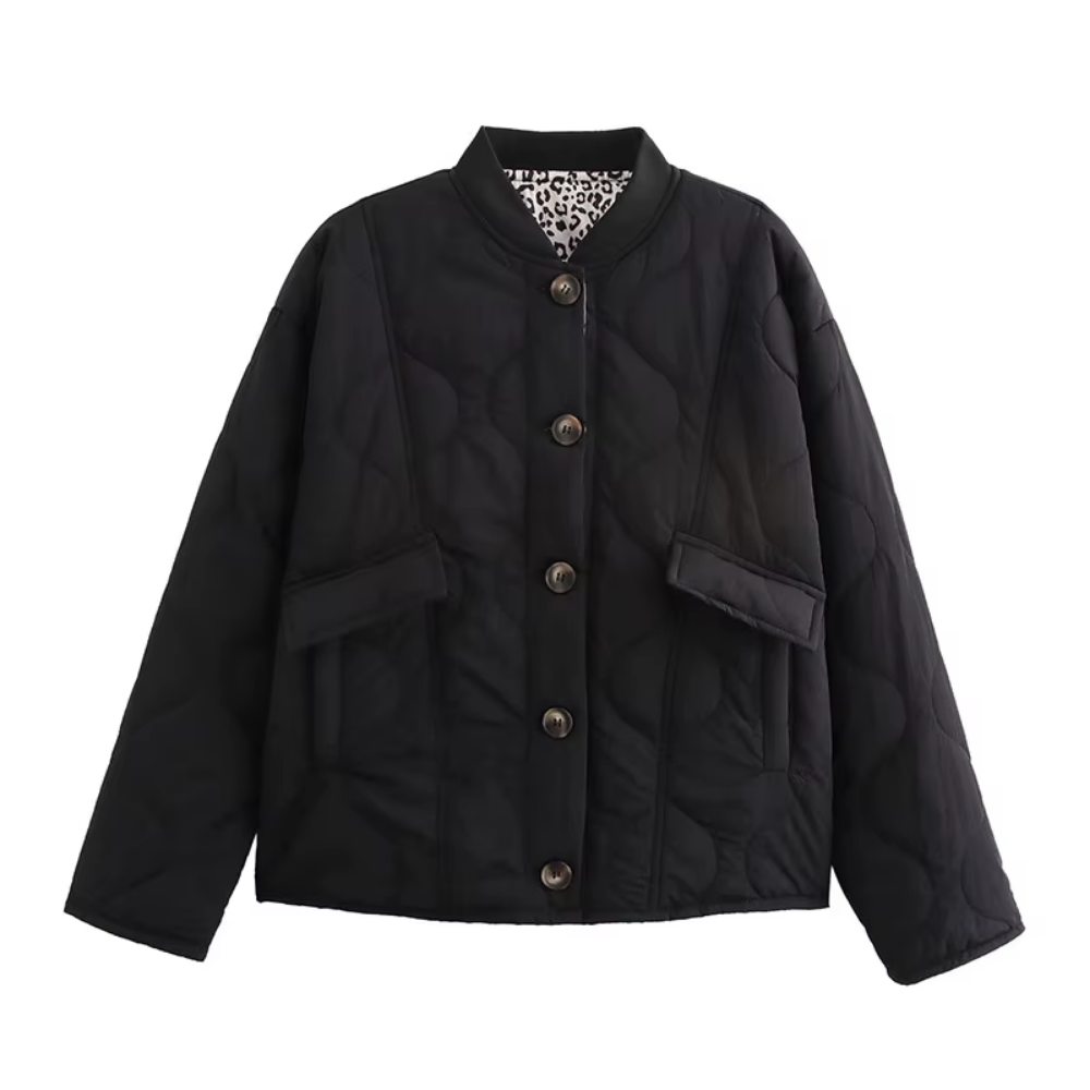Veste matelassée Charlie noire intérieur léopard
