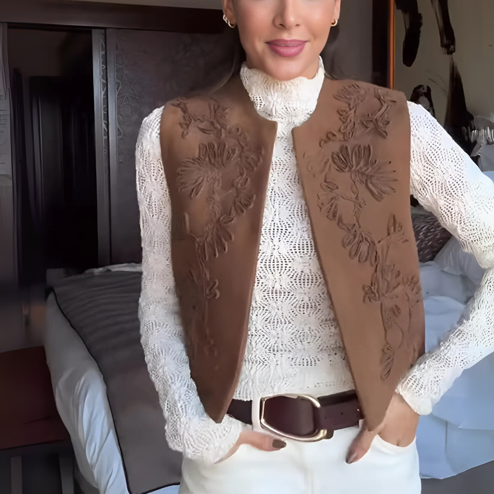 Gilet annelise marron vintage femme (1)