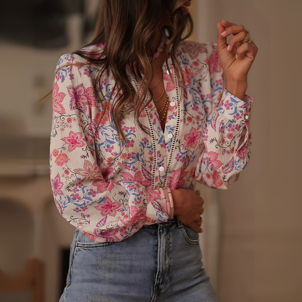 Chemisier à fleurs rose Jodie tendance