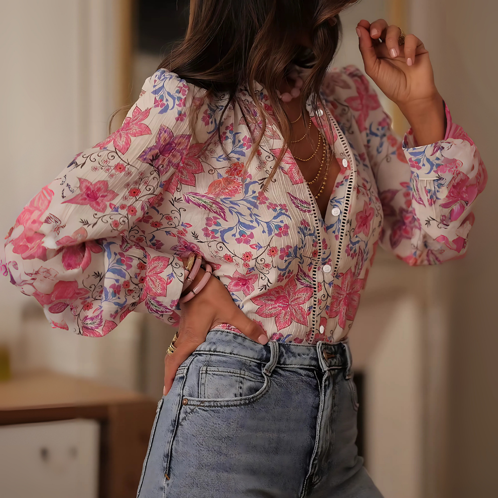 Chemisier à fleurs rose Jodie chic