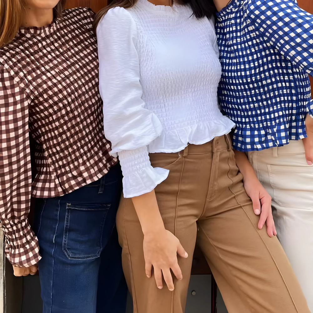 blouse à carreaux femme tendance