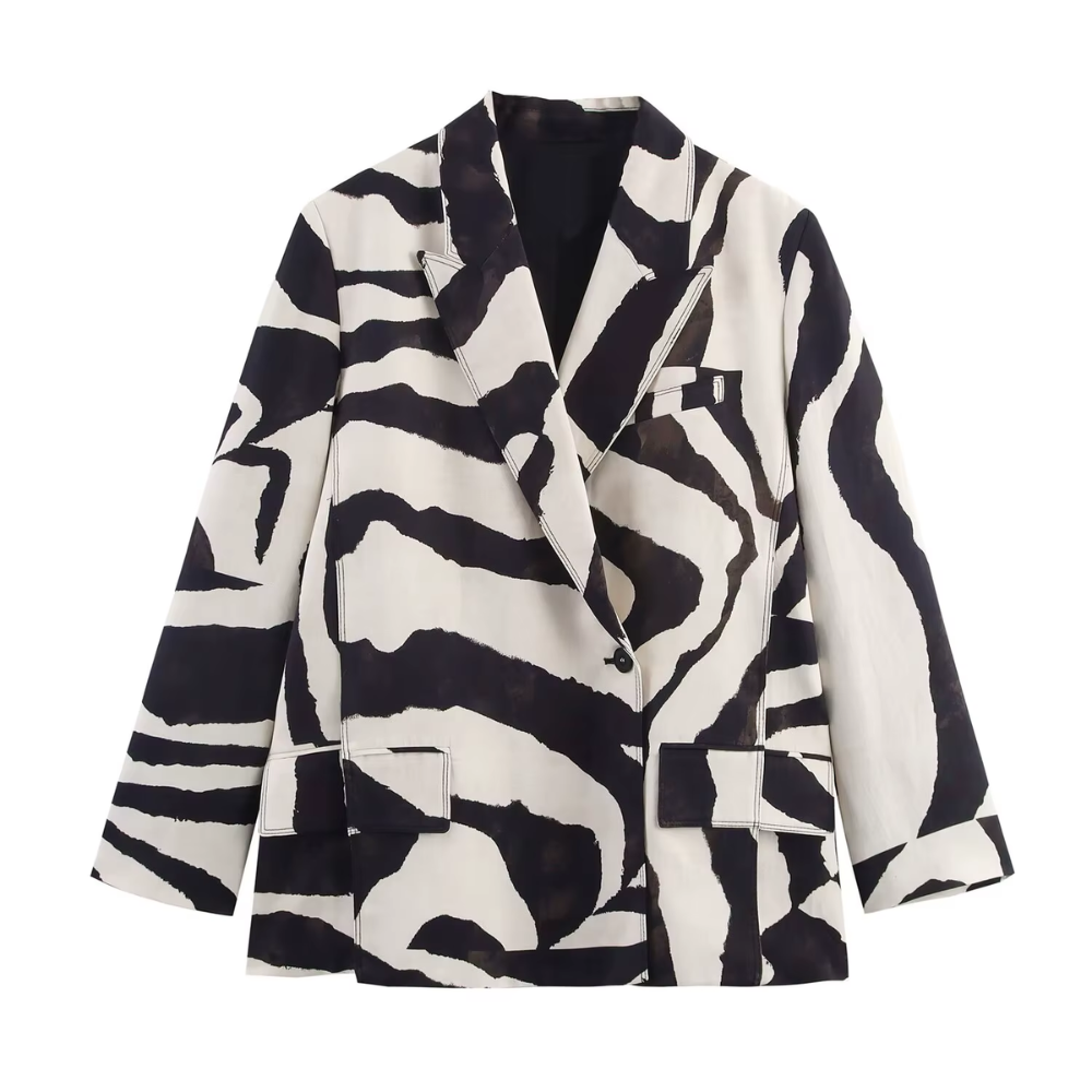 Blazer zèbre noir et blanc femme (3)
