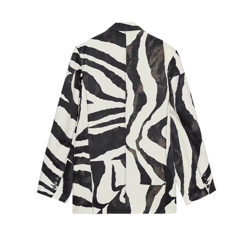 Blazer zèbre noir et blanc femme (4)
