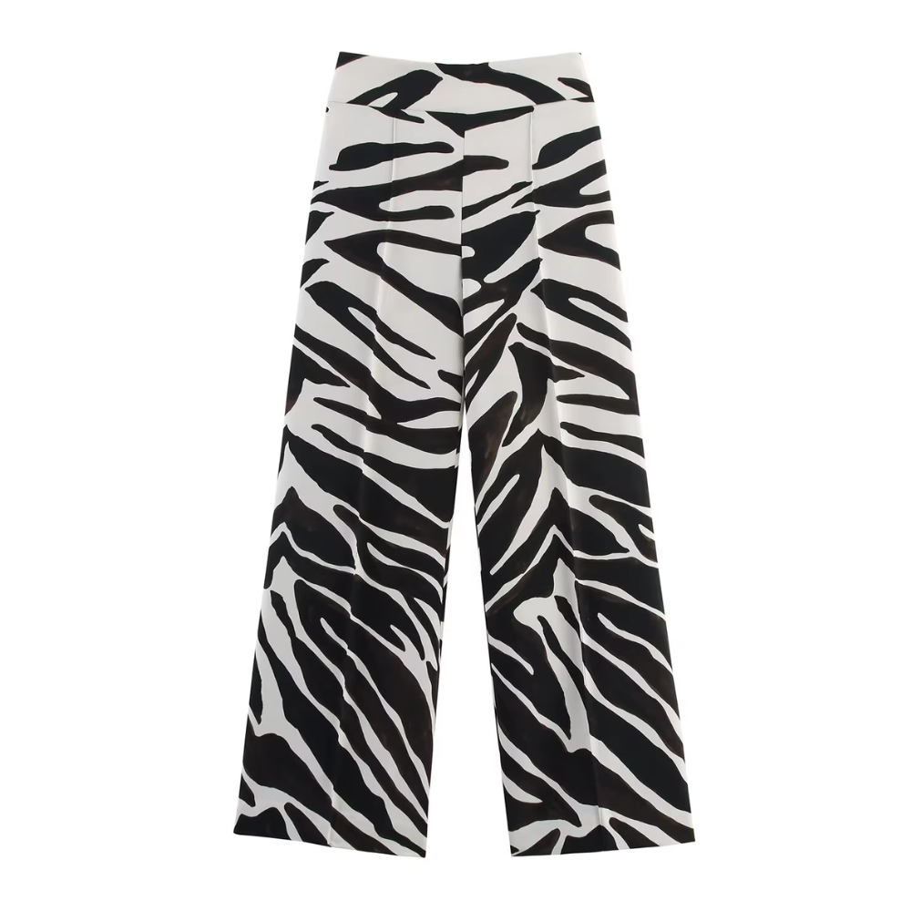 Pantalon zèbre noir et blanc femme