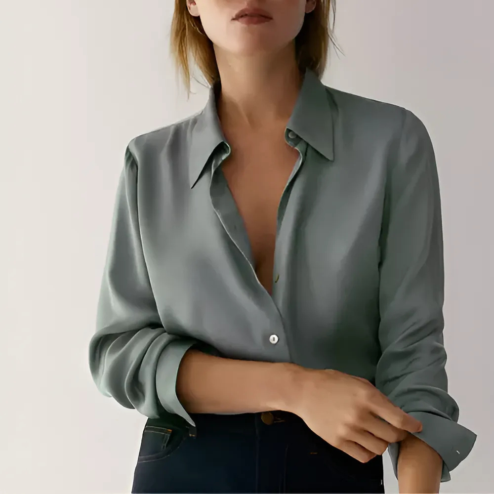 chemise en soie femme  vert deau pas chère