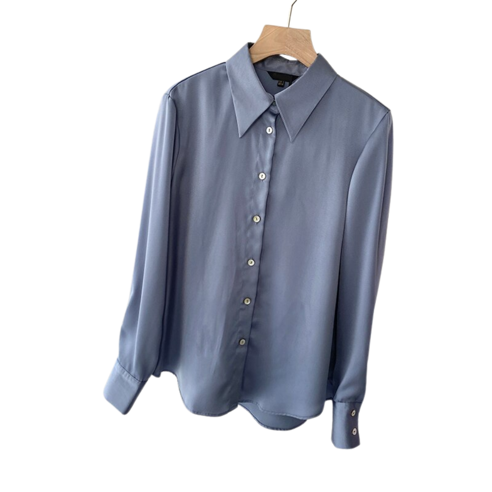 chemise en soie femme bleue