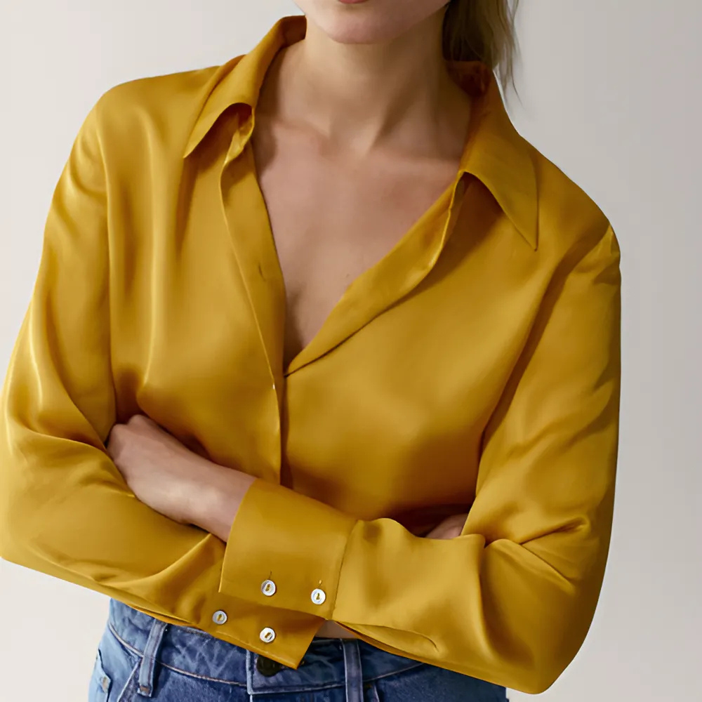 chemise en soie femme jaune