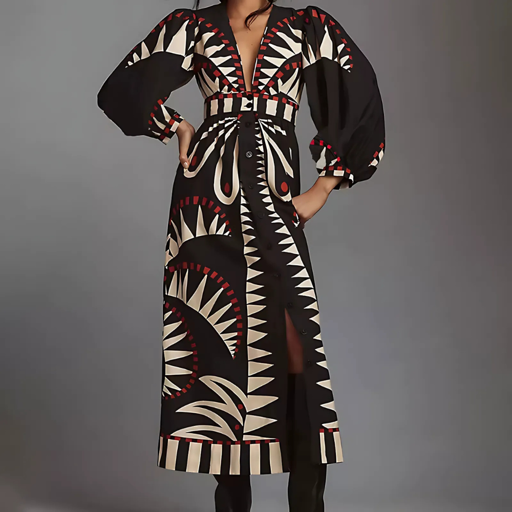 Robe longue imprimée femme automne hiver