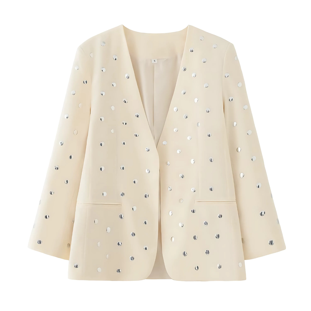 Veste beige à clous femme 2025