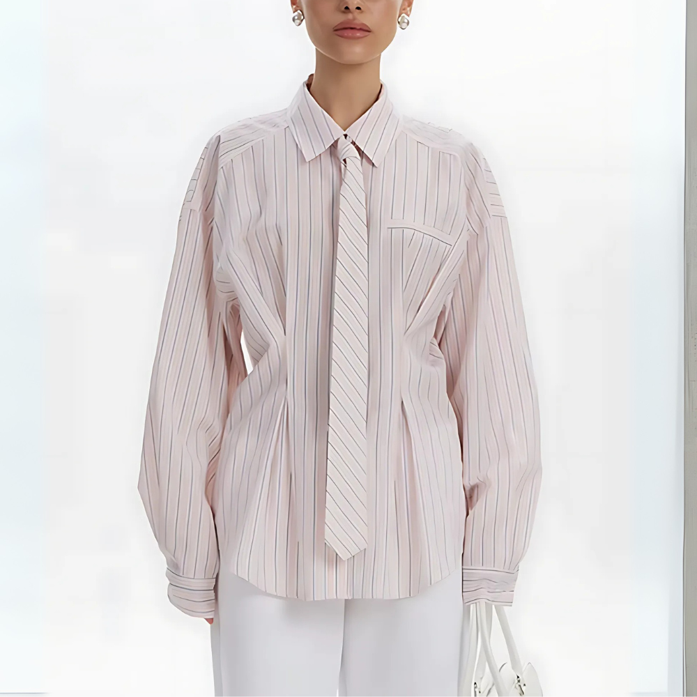 chemise cravatte à rayures femme