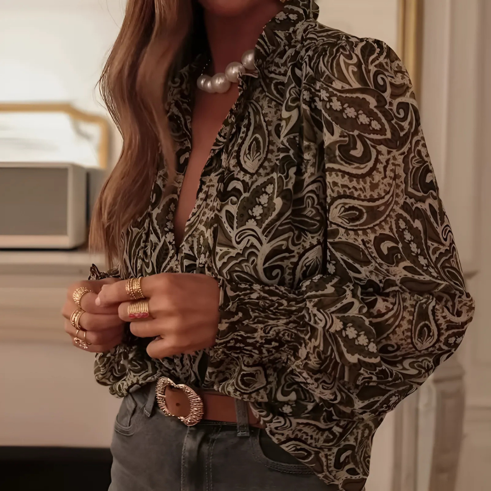 Chemisier Ayla imprimé floral élégant noir chic
