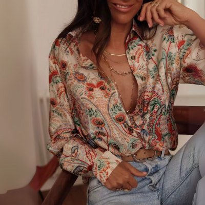 Chemisier imprimé satin Lou femme