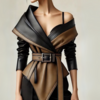 Blouson élégant en cuir ceinture pour femme