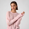 Pull mohair rose élégant col rond femme