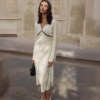 robe longue blanche à pois