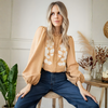 Chemisier jaune à broderie florale femme