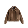 Blouson marron court col léopard mode femme hiver
