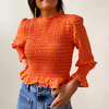 blouse à carreaux orange femme