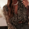 Chemisier Ayla imprimé floral élégant noir