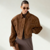 veste en daim marron femme aviateur